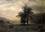 Albert Bierstadt Canvas Paintings - Deer in a Landscape